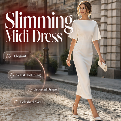 ⌛Limited-Time Offer-Women Elegant Boat Neck Flutter Sleeve Dress