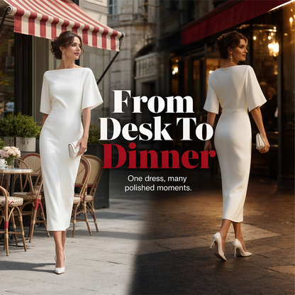⌛Limited-Time Offer-Women Elegant Boat Neck Flutter Sleeve Dress