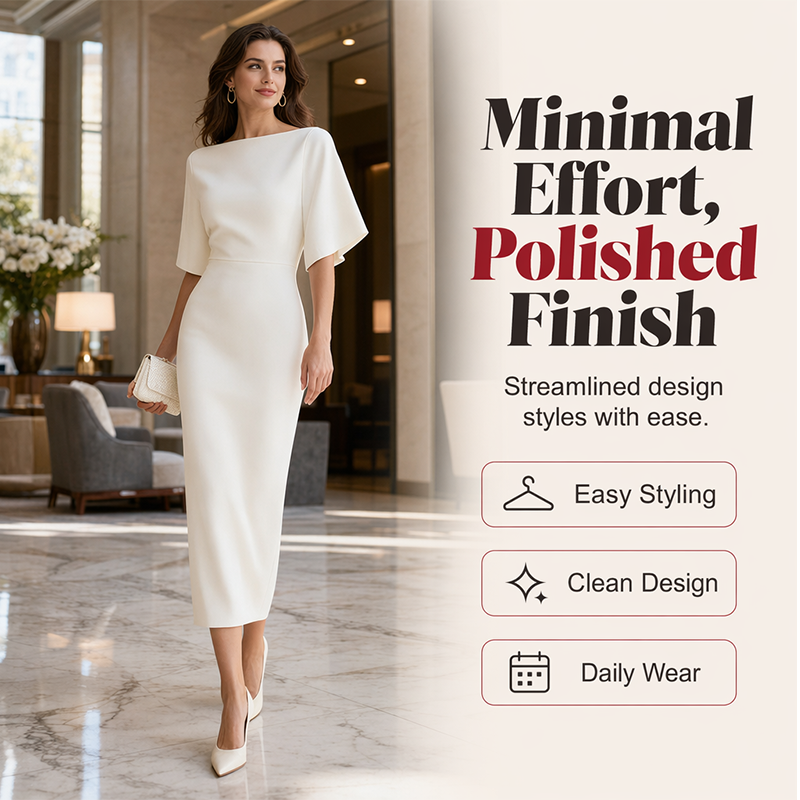 ⌛Limited-Time Offer-Women Elegant Boat Neck Flutter Sleeve Dress