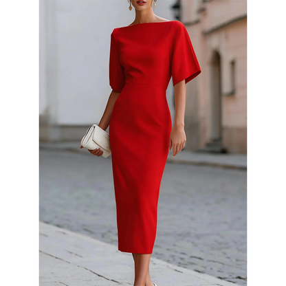 ⌛Limited-Time Offer-Women Elegant Boat Neck Flutter Sleeve Dress