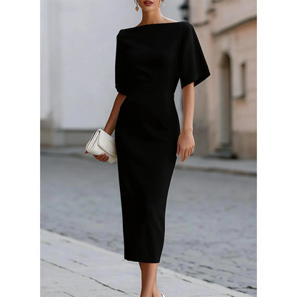 ⌛Limited-Time Offer-Women Elegant Boat Neck Flutter Sleeve Dress