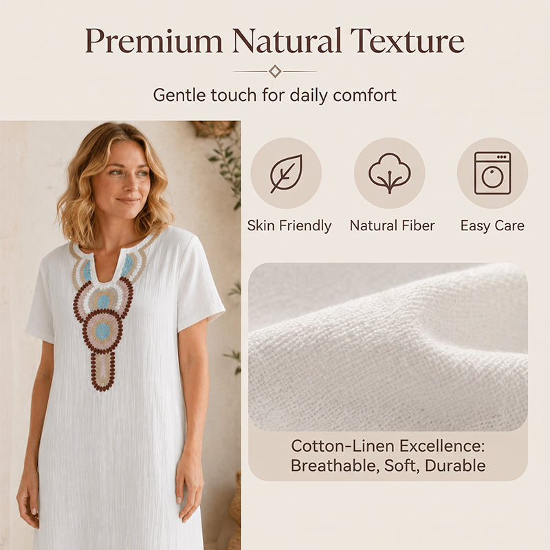 💗LAST DAY SALE 47% OFF⚡50K+ SOLD💕Women's Embroidered Maxi Dress with Front Slit