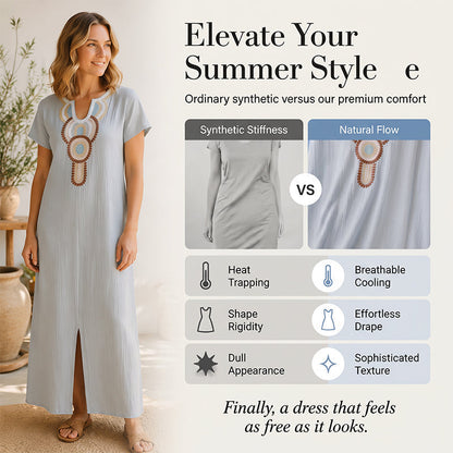 💗LAST DAY SALE 47% OFF⚡50K+ SOLD💕Women's Embroidered Maxi Dress with Front Slit