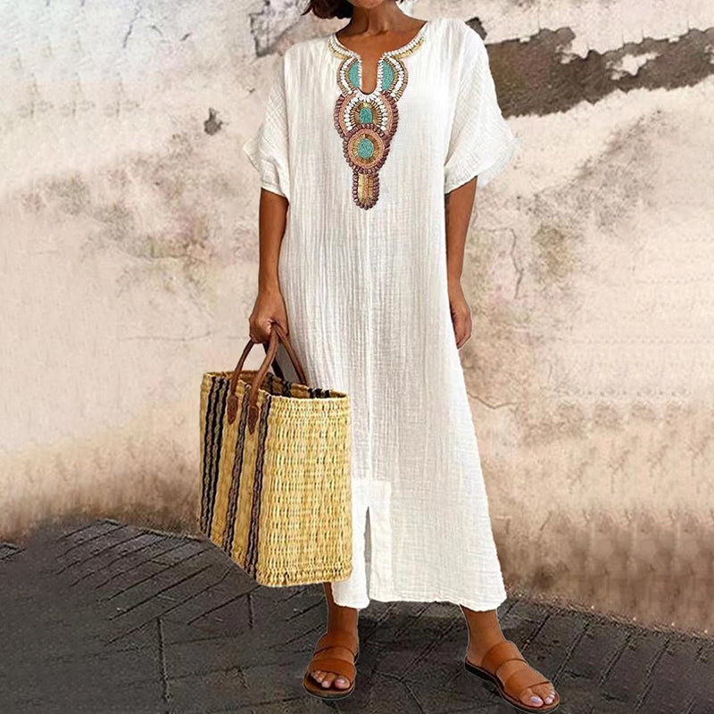 💗LAST DAY SALE 47% OFF⚡50K+ SOLD💕Women's Embroidered Maxi Dress with Front Slit