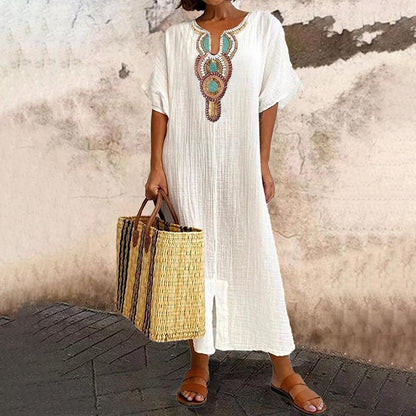 💗LAST DAY SALE 47% OFF⚡50K+ SOLD💕Women's Embroidered Maxi Dress with Front Slit