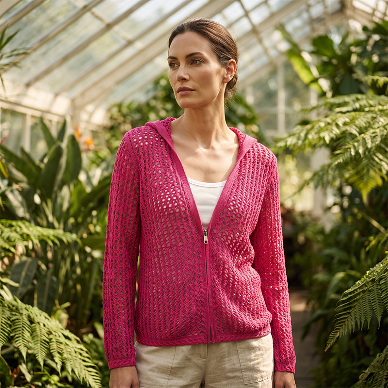 📢📢40% OFF !! ⏰2026 Women's Open-Knit Zip-Up Cardigan | Lightweight Hollow-Out Long Sleeve Sweater for Spring & Summer
