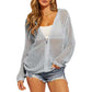 📢📢40% OFF !! ⏰2026 Women's Open-Knit Zip-Up Cardigan | Lightweight Hollow-Out Long Sleeve Sweater for Spring & Summer