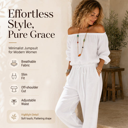 👗Last Day Promotion 58% OFF🌸Women's Off Shoulder Jumpsuit – Effortless Chic With A Flattering Fit ✨