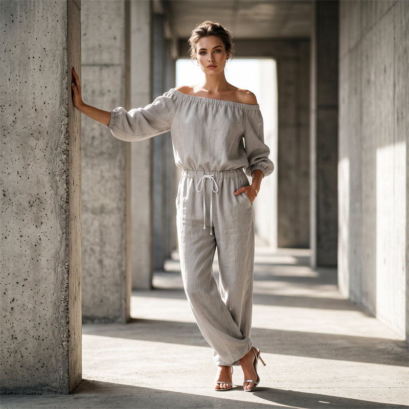👗Last Day Promotion 58% OFF🌸Women's Off Shoulder Jumpsuit – Effortless Chic With A Flattering Fit ✨
