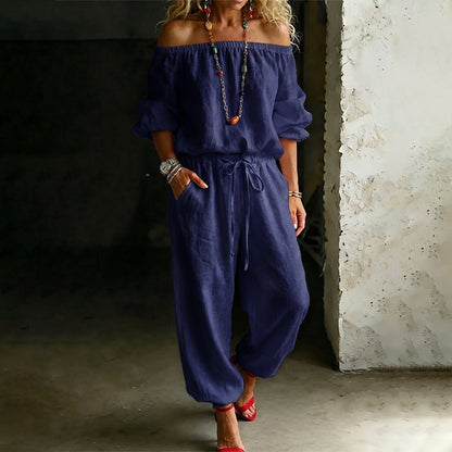 👗Last Day Promotion 58% OFF🌸Women's Off Shoulder Jumpsuit – Effortless Chic With A Flattering Fit ✨