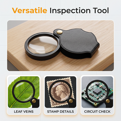 🎁💥LAST DAY SALE 50% OFF!!Portable Pocket Magnifier with Folding Protective PU Leather Case