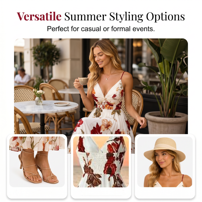 📢📢50% OFF !! ⏰ 2026 Sale — Over 36,000 Sold 💞 Women Floral Spaghetti Strap Maxi Dress – Summer Vacation Outfit 🌸