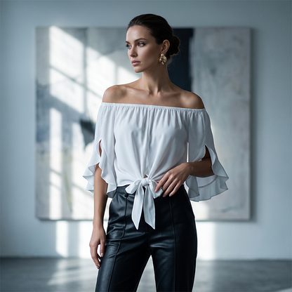 🎀 50% OFF NOW! 👚 Women Casual Off Shoulder Sweet Bow Tie Blouse – Off-shoulder style, cute bow & lightweight – Perfect for summer days & cute outfits ☀️