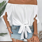 🎀 50% OFF NOW! 👚 Women Casual Off Shoulder Sweet Bow Tie Blouse – Off-shoulder style, cute bow & lightweight – Perfect for summer days & cute outfits ☀️