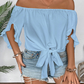 🎀 50% OFF NOW! 👚 Women Casual Off Shoulder Sweet Bow Tie Blouse – Off-shoulder style, cute bow & lightweight – Perfect for summer days & cute outfits ☀️