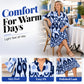 Women Loose Print Short Dress Ruffle Hem Casual V-Neck Tunic