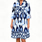 Women Loose Print Short Dress Ruffle Hem Casual V-Neck Tunic