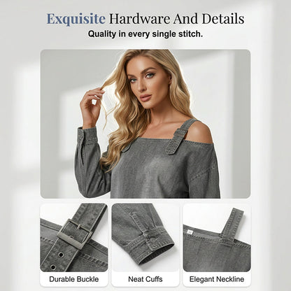Women's Fashion Wide Strap Denim Top