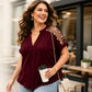 Women’s Plus Size Sheer Mesh V-Neck Blouse