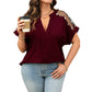 Women’s Plus Size Sheer Mesh V-Neck Blouse