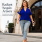 Women’s Plus Size Sheer Mesh V-Neck Blouse