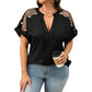 Women’s Plus Size Sheer Mesh V-Neck Blouse