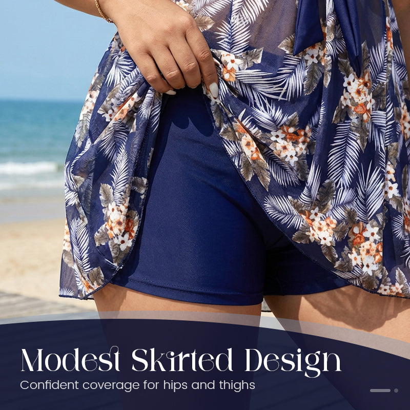 Plus Size Tummy Control 2-Piece Swimsuit Set
