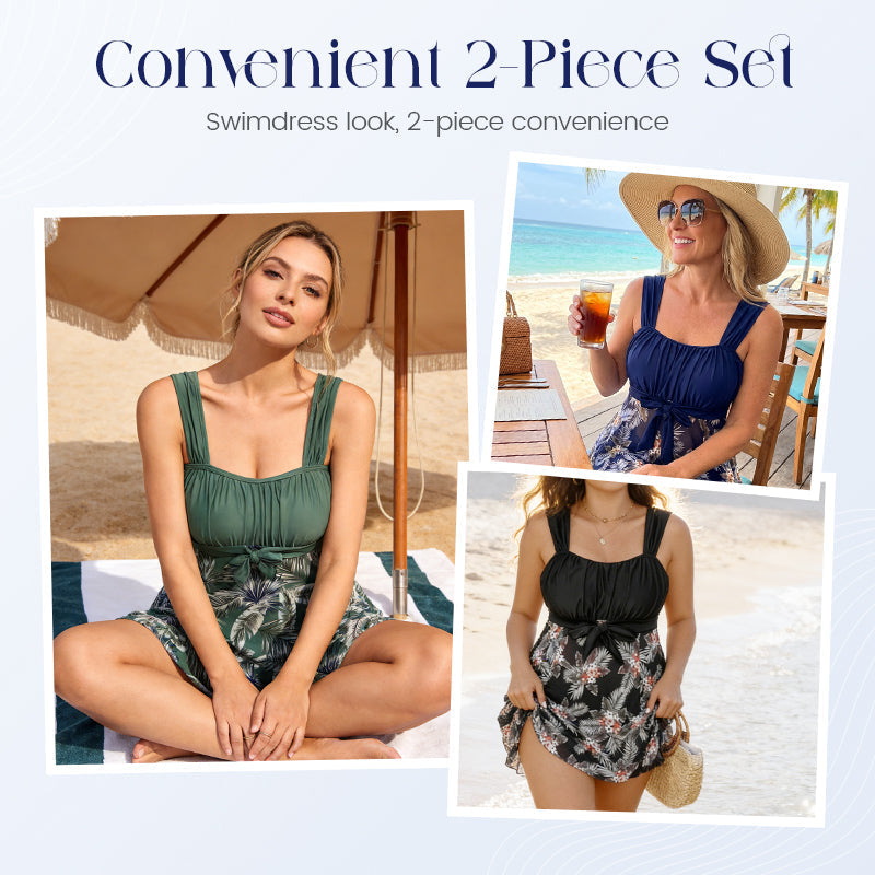 Plus Size Tummy Control 2-Piece Swimsuit Set