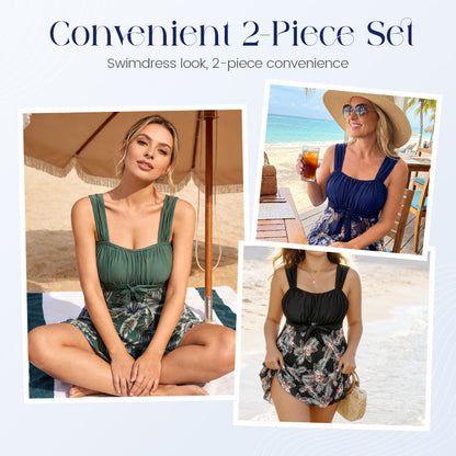 Plus Size Tummy Control 2-Piece Swimsuit Set
