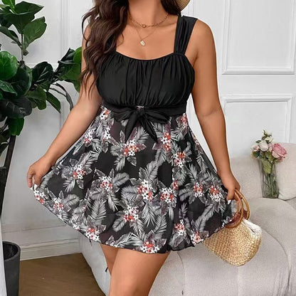 Plus Size Tummy Control 2-Piece Swimsuit Set