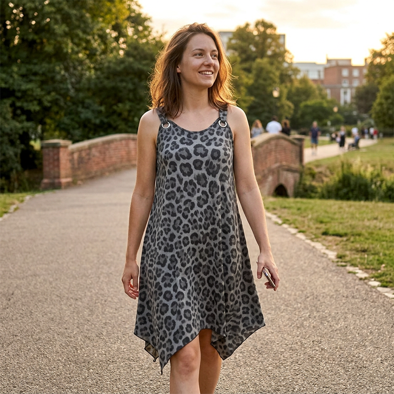 Plus Size Leopard Print Cami Dress Loose Fit