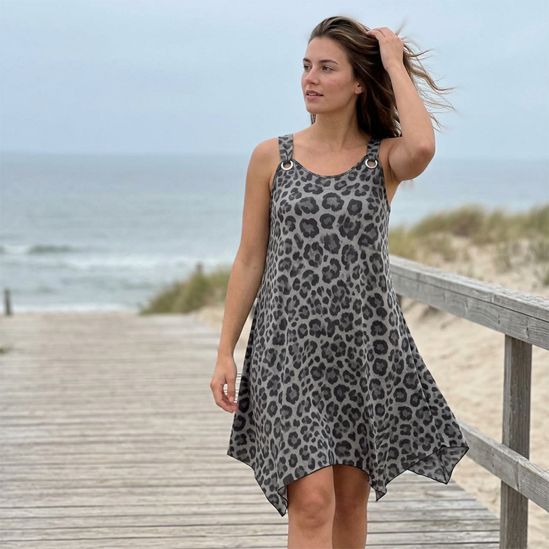 Plus Size Leopard Print Cami Dress Loose Fit
