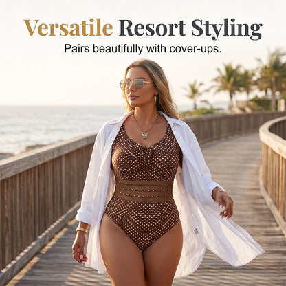 Polka Dot Swimsuit – Tummy Control & Vintage Retro Fit