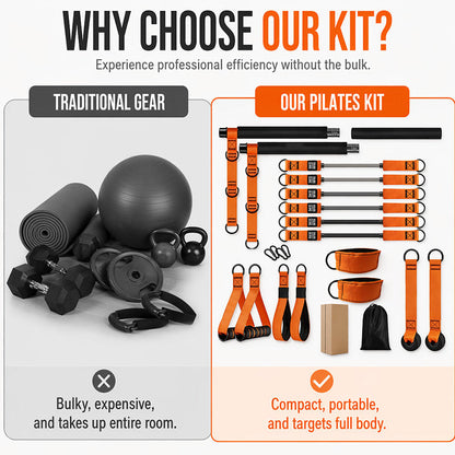 📏 Portable Pilates Bar Kit with 6 Resistance Bands – Adjustable Straps for 5’3″+, Full-Body Toning for Home & Travel 💪🧘‍♀️