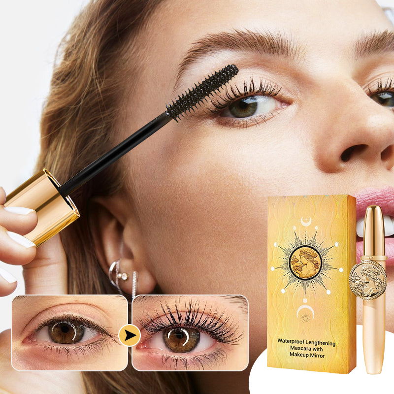 💖 Waterproof Lengthening Mascara with Built-in Makeup Mirror – Longer Lashes, Long-Lasting Look & Easy Touch-ups ✨