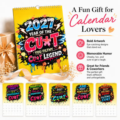 💥Early Bird Sale — 50% OFF🎁2027 Year of the Cunt Wall Calendar – Bold Graffiti Humor Calendar📆🌟