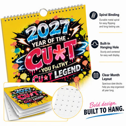 💥Early Bird Sale — 50% OFF🎁2027 Year of the Cunt Wall Calendar – Bold Graffiti Humor Calendar📆🌟