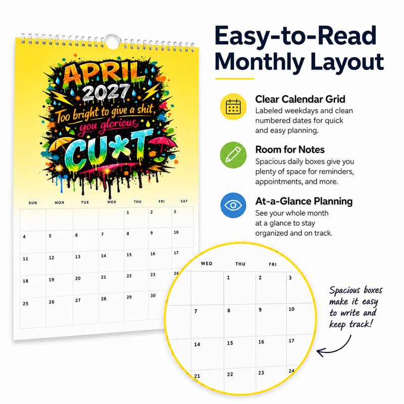 💥Early Bird Sale — 50% OFF🎁2027 Year of the Cunt Wall Calendar – Bold Graffiti Humor Calendar📆🌟