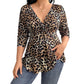 🎁New Arrivals 60% OFF💥Women's Plus Size Leopard Print V-Neck Top